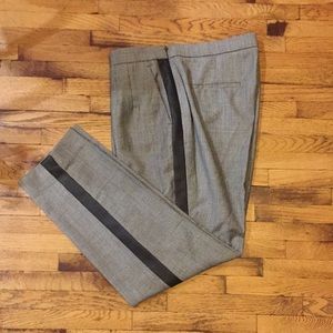 Black and white dress pants with leather stripe